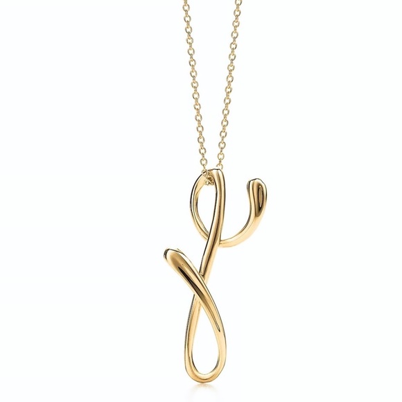 Tiffany & Co. Peretti Cursive Y 18k Yellow Gold Necklace - Picture 2 of 11